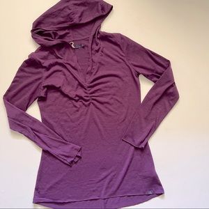 PrAna Violet Perry Pullover Long Sleeve V-Neck Hoodie Size Small